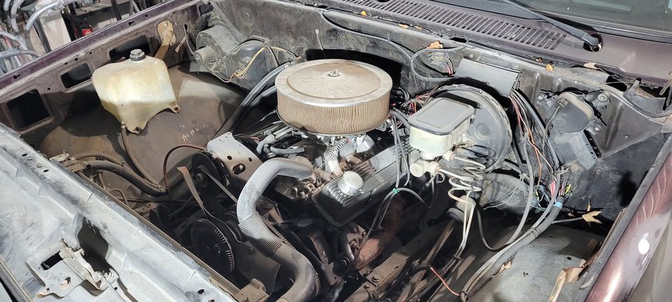 Stage 1 — the engine bay as received, before teardown